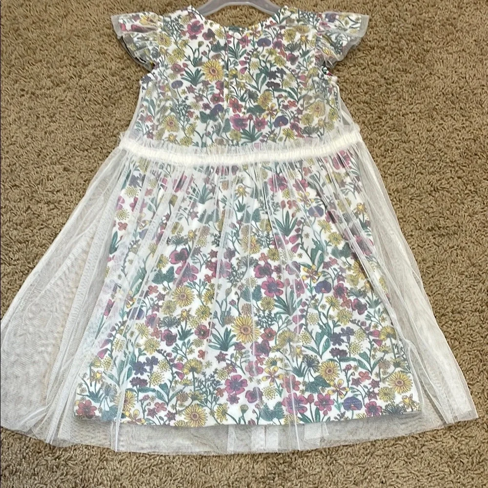 Hanna Andersson Floral Dress with Sheer Overlay
